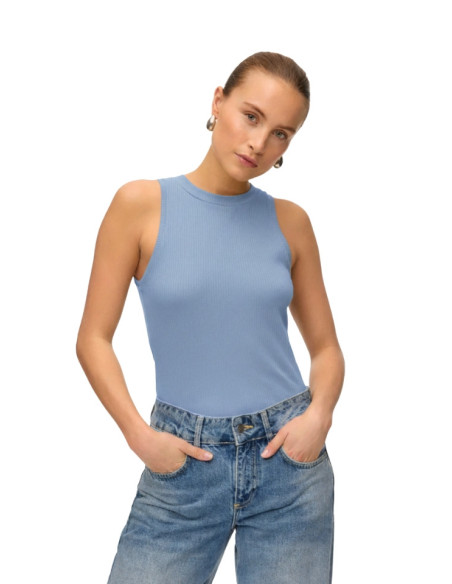 Canotta a Costine Vero Moda Brunnera Blue | Cotone Biologico