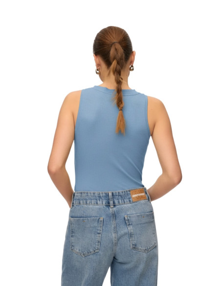 Canotta a Costine Vero Moda Brunnera Blue | Cotone Biologico