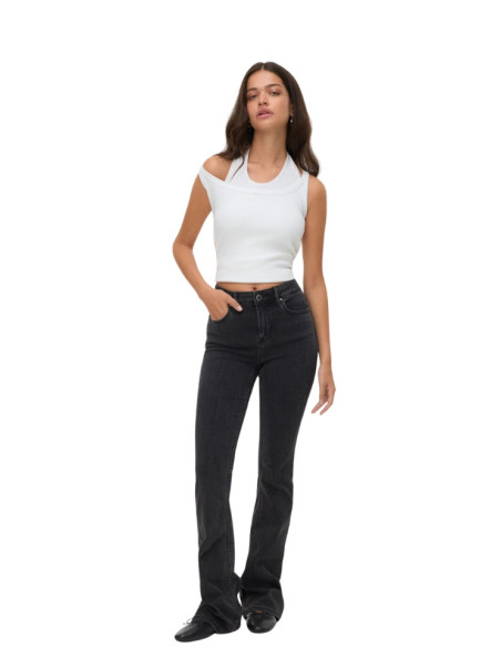 Jeans Flared Fit Denim Nero Donna