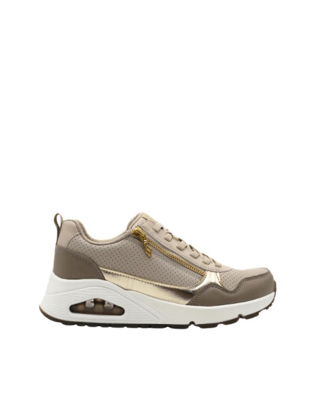 Sneakers Donna Skechers Uno Taupe Oro