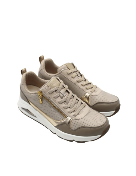 Sneakers Donna Skechers Uno Taupe Oro