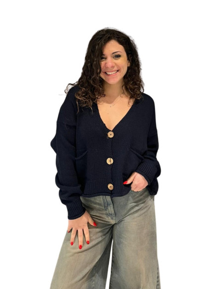 Cardigan cotone oversize blu donna Zahjr