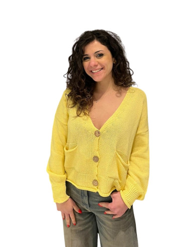 Cardigan giallo oversize donna Zahjr