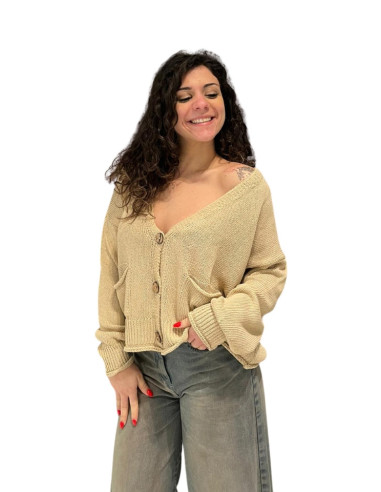 Cardigan cotone oversize camel donna Zahjr