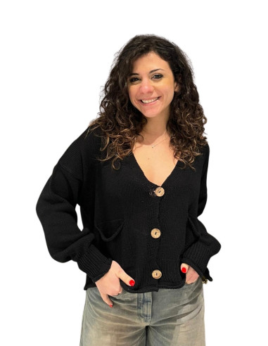 Cardigan cotone oversize nero donna Zahjr
