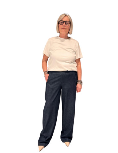 Jeans Donna Wide Leg Blu Scuro - Denim Fluido e Morbido |Elena Mirò