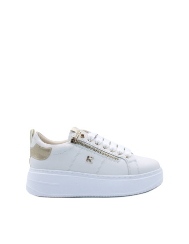 Sneakers Donna Total White con Dettagli Gold Platform | Keys Luxury