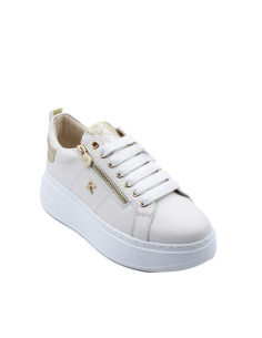 Sneakers Donna Platform Total White con Dettagli Gold – Keys