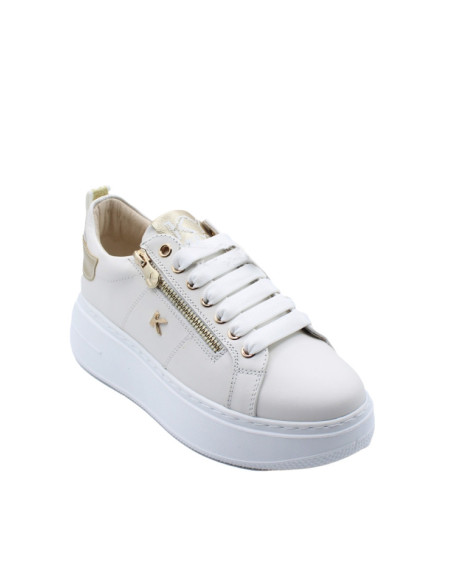 Sneakers Donna Total White con Dettagli Gold Platform | Keys Luxury