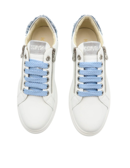 Sneakers Donna Platform Bianche con Denim e Zip | Urban Chic