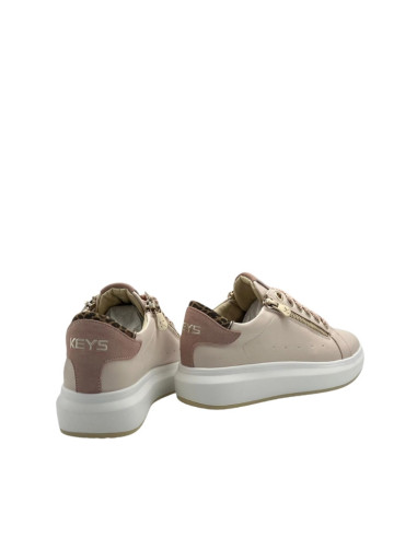 Sneakers Donna Nude Mauve Keys con Zip e Platform | Animalier Chic