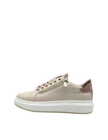 Sneakers Donna Nude Mauve Keys con Zip e Platform | Animalier Chic