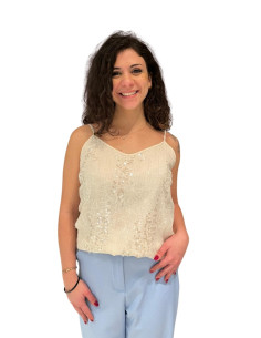 Top paillettes latte donna Zahjr