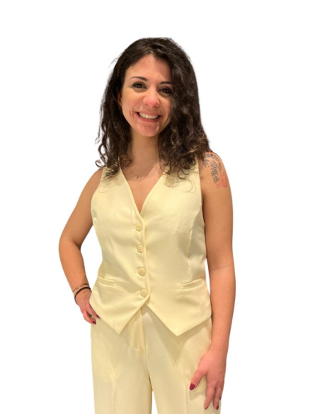 Gilet Corto 4 Bottoni Color Giallo Zahjr