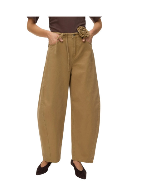 Jeans Barrel Fit Donna Sabbia