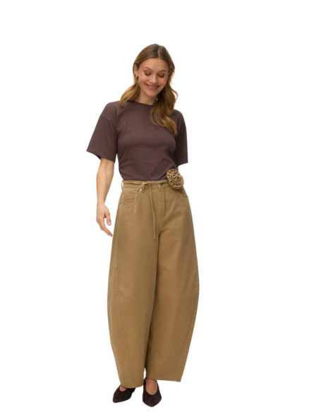 Jeans Barrel Fit Donna Sabbia