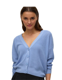 Cardigan donna celeste in maglia inglese Vero Moda