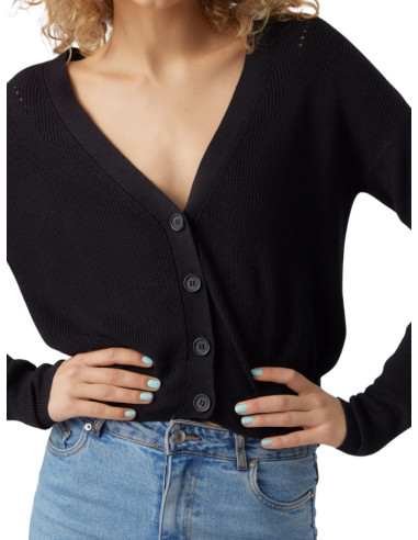 Cardigan donna nero in maglia inglese Vero Moda