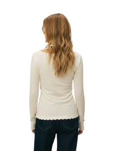 T-shirt manica lunga con orlino LATTE