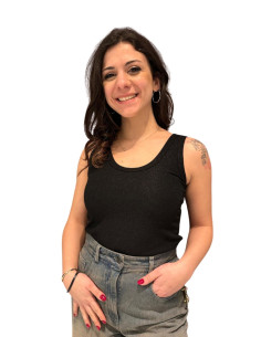 Canotta Donna Nera in Lurex Elasticizzato | ZAJHR