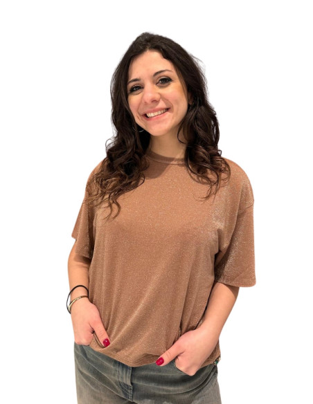 Maglia lurex camel donna morbida Zahjr