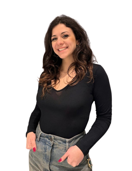 Maglia Donna Basica Scollo a V Nera |ZAHJR