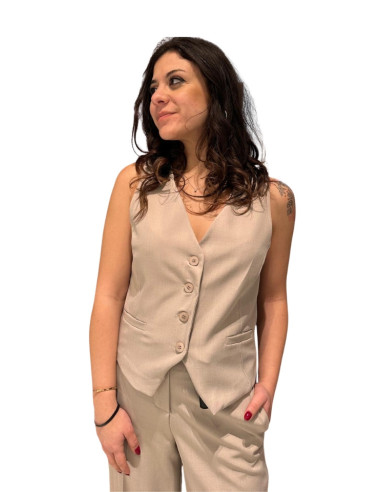 Gilet Corto 4 Bottoni Color Corda Zahjr