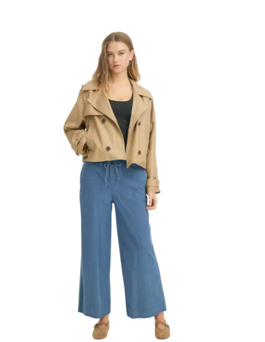 Trench Corto Donna ICHI | Doppiopetto Cropped Beige