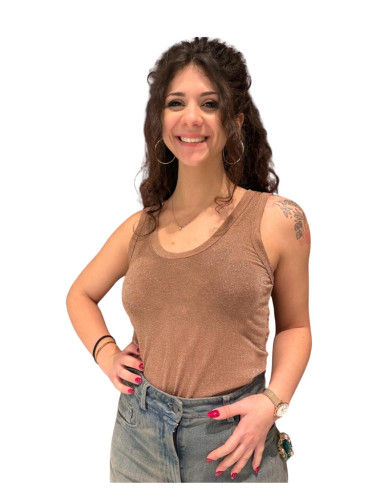 Canotta Donna Lurex Liscio Color Camel |ZAHJR