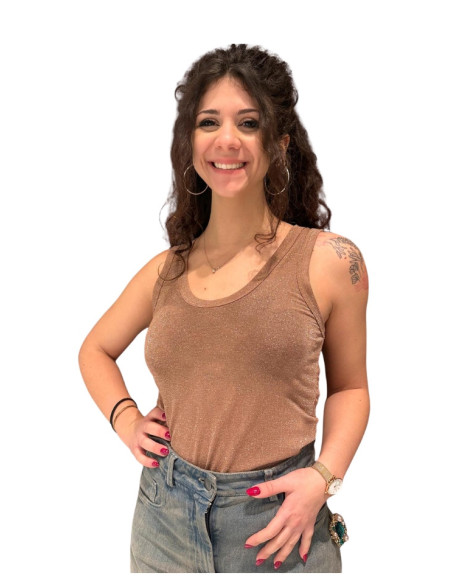 Canotta Donna Lurex Liscio Color Camel |ZAHJR