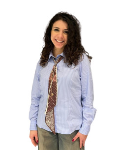 Camicia Gessata Donna con Foulard | Azzurra Elegante