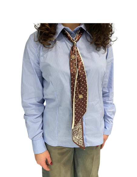 Camicia Gessata Donna con Foulard | Azzurra Elegante