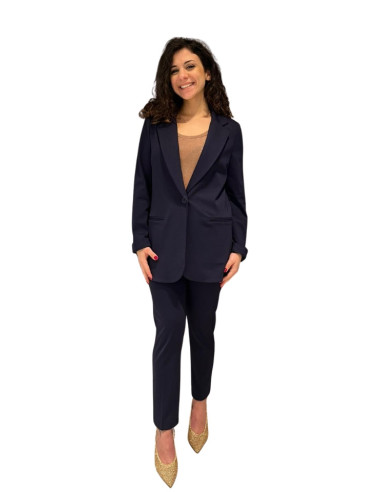 Pantalone gamba dritta blu donna Zahjr