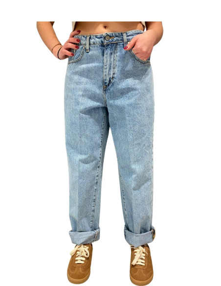 Jeans Boyfriend con Risvolto Donna