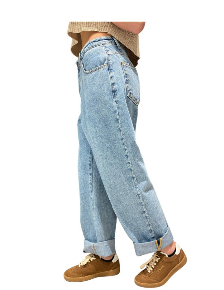 Jeans Boyfriend con Risvolto Donna