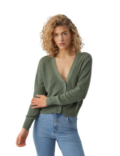 Cardigan donna verde in maglia inglese Vero Moda