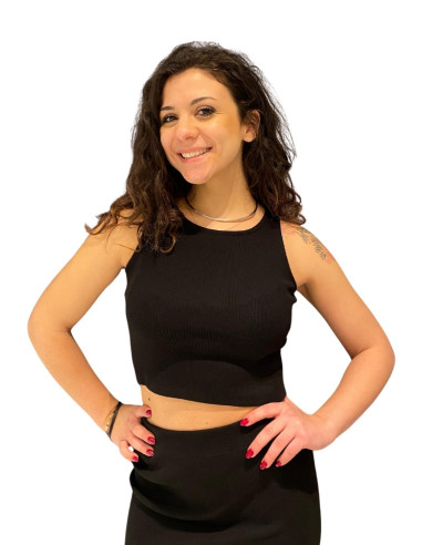 Top donna nero in costina Zahjr