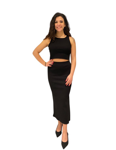 Top donna nero in costina Zahjr