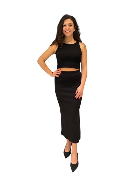 Top donna nero in costina Zahjr