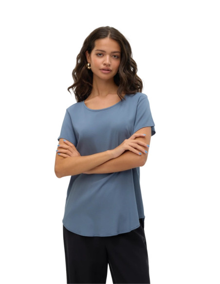 T-shirt Vero Moda Carta da Zucchero - Orlo Stondato in Eco-Viscosa