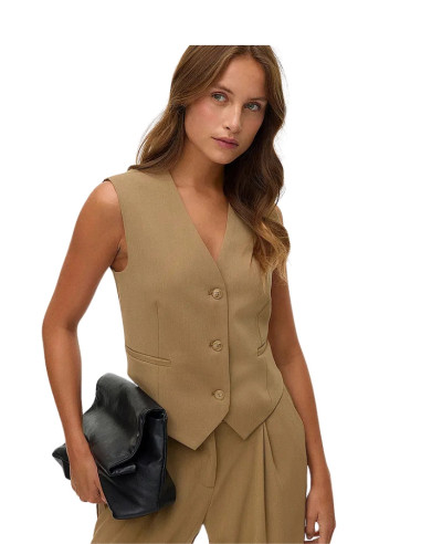 Gilet Sartoriale Vero Moda Donna con Scollo a V - Sabbia