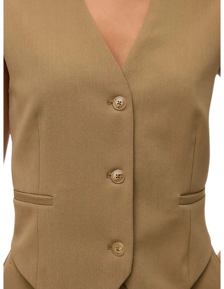 Gilet Sartoriale Vero Moda Donna con Scollo a V - Sabbia