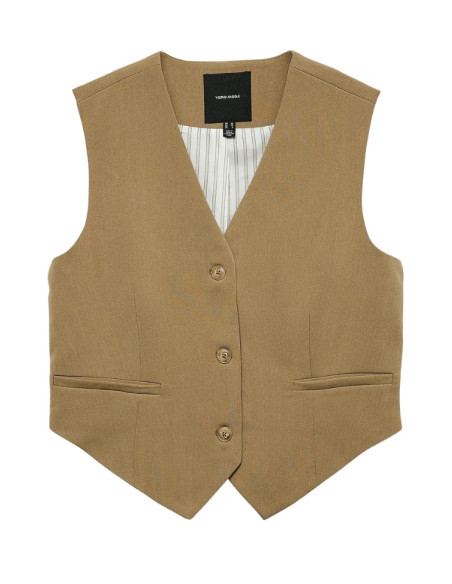 Gilet Sartoriale Vero Moda Donna con Scollo a V - Sabbia