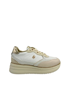 Sneakers donna Keys beige bianche platform pitonate