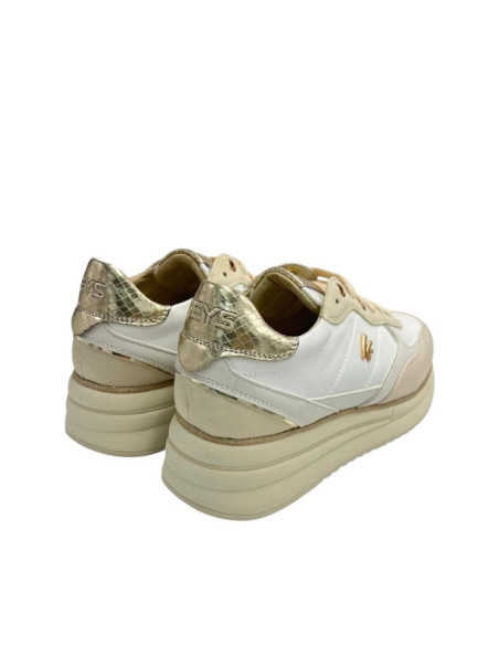 Sneakers donna Keys beige bianche platform pitonate