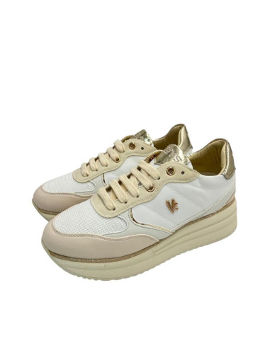 Sneakers donna Keys beige bianche platform pitonate