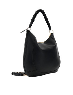 CAFèNOIR - Sacca con manico intrecciato tracolla remo NERO