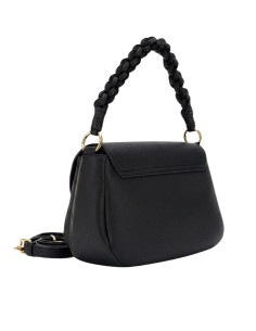 Borsa a Mano Nera con Pattina e Manico Intrecciato CAFÈNOIR