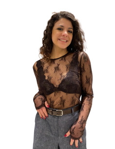 Maglia donna pizzo trasparente testa di moro Zahjr