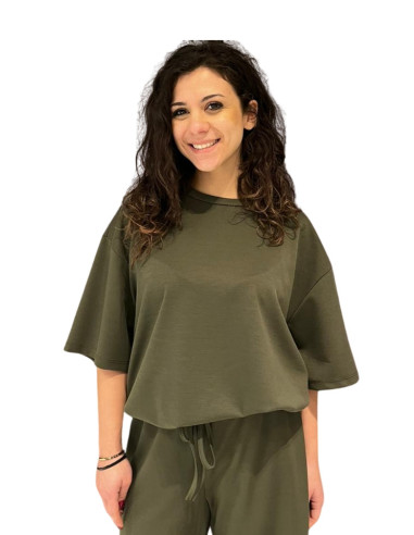 Felpa donna over manica corta militare Zahjr